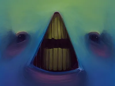 Drooling creature drool face monster painting saliva teeth