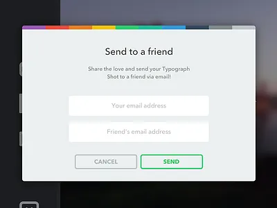 Send to a friend email formsheet ipad modal rainbow share