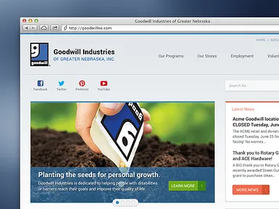 Goodwill Concept flat home page non profit website