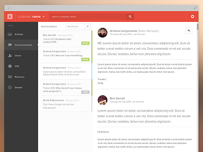 Communication UI app email flat flat design help messages support tickets ui web app