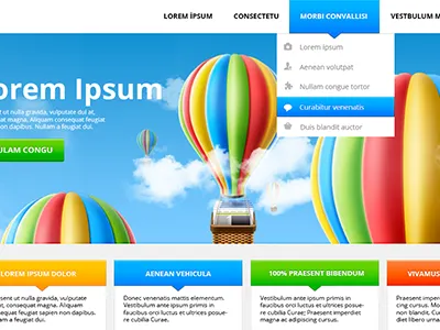 Web Site clean clouds illustration menu minimal page site sky text web