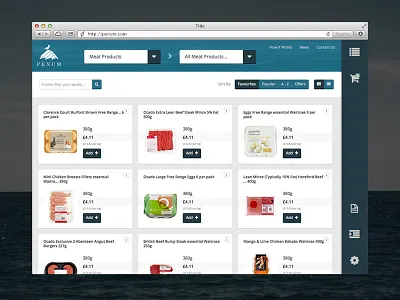 Penum Progress application flat food shopping tablet ui
