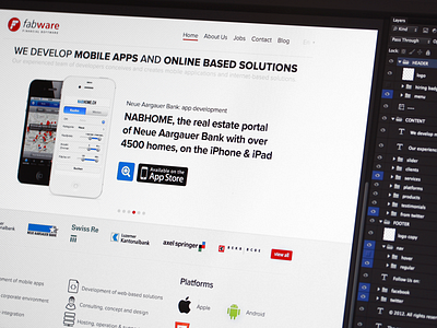 Development firm landing page. brands iphone landing page navigation ui user interface website