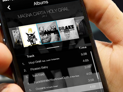 Mixr - Album View concept coverflow ios 7 list music player