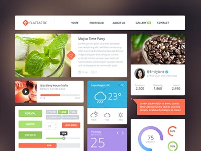 Flattastic Free elements flat free gui interface kit psd ui ui kit web