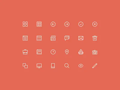 24 Free Skinny Icons flat freebie icons psd set stroke vector