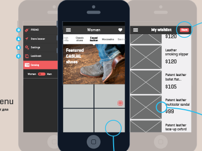 Wires app catalog fashion illustrator vector wireframes