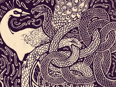 Wheel of Fortune illustration peacocks snakes tarot card wheel of fortune