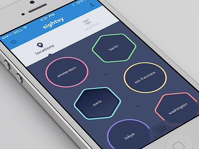 Sightsy - Home screen app beautiful ios ios7 iphone location locations map panels sights toggler wish list