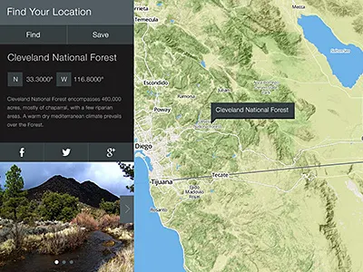 Location Rebound clean coordinates flat helvetica map rebound san diego schafer sidebar steven tooltip trail