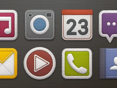 Embroidery calendar embroidery icons notes phone play stitched