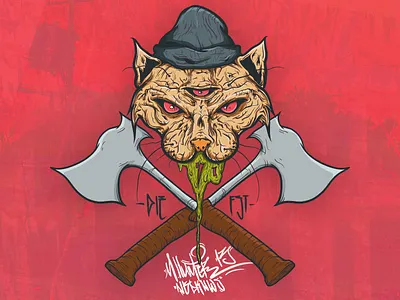 Cat Zombie axe cat character dead debut drawing illustration illustrator merch print zombie