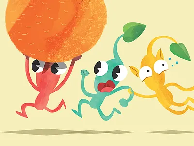 Pikmin 3 cartoon gamecube illustration nintendo video games