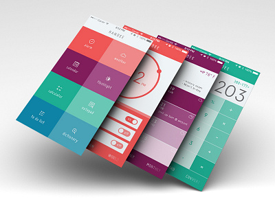 handee app screens app calculator calendar clock colors design flat handee interface iphone ui utilities