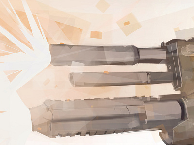 Axton borderlands character digital gun illustration orange paint