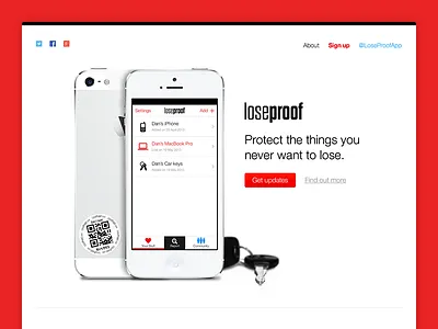 Loseproof coming soon device iphone keys landing launch loseproof phone website