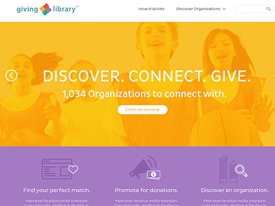 Charity Site call outs giving icons image navigation non profit slider