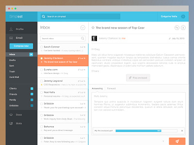 Email UI app email flat mail message minimal simple ui web