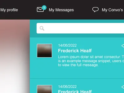 Mini Message Center message center messages navigation ui user website