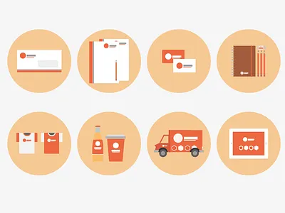 Icon Study - Branding branding car corporate identity envelop flat icon icons invoice ipad packaging truck vector