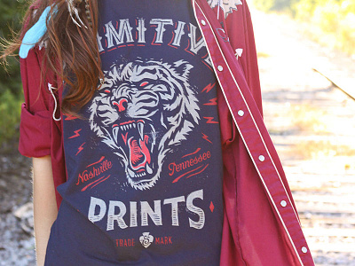 Primitive Prints - Tee americana art castle design illustration lettering nashville primitive prints straw castle tee tiger typography