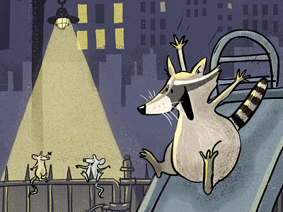 Urban Wild Life animal coyote illustration playground raccoon rat skunk