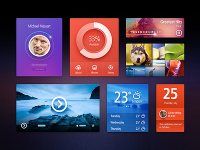 Ui Kit (Free PSD) app calendar kit music photo psd ui ui photo music weather calendar weather