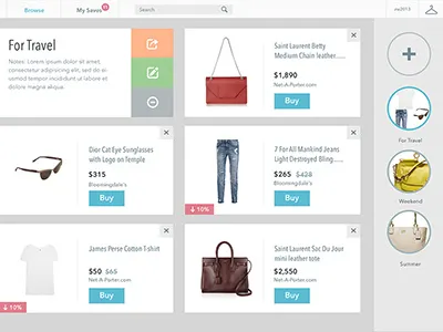 iPad fashion app UI blue fashion flat grey ipad