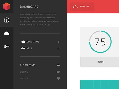 STACKDOT Client Admin Page admin charts cloud dashboard flat graphs hosting panel pastel stackdot ui