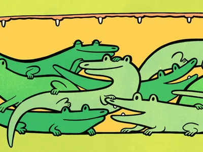 Mama gators carry their babies in their mouths... alligator childrens book childrens illustration illustration