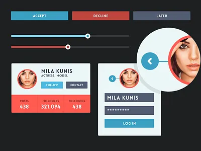 Flat UI kit app buttons flat kit login profile slider tits ui