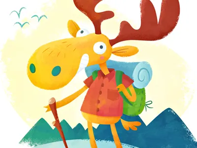 Camper Moose Final camping illustration moose photoshop skillshare texture vector