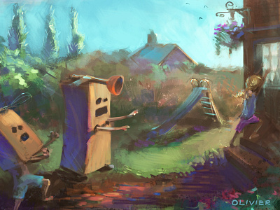 Robot Children's Illustration childrens illustration digital illustrator kids painting photoshop robot