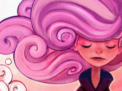 Head in the Clouds clouds digital painting girl illustration pink