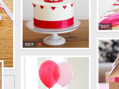 Photo Edit - Pink Dot cabin edit parties photo pink roboto slab ui design web design website design