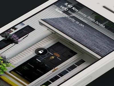 Home lock screen automation clean design domotic elegant house lock mobile translucent ui