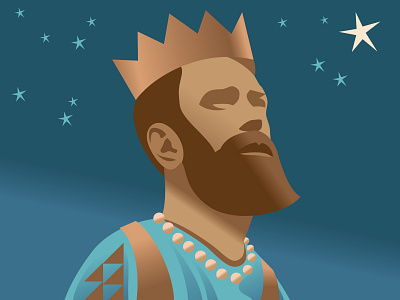 Melchior christmas crown design digital face illustration king nativity portrait star three kings vector wise man wise men