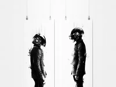 Daft Punk Tribute artwork black daft dj electro illustration music print punk screenprint