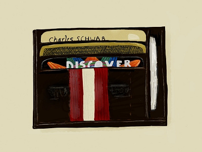 Wallet american express charles schwab credit cards discover drawing painting paper sketch wallet