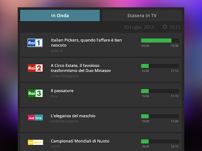 Epg Guide black epg flat list tab tabs tv ui user interface widget