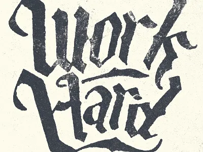 Work Hard illustration pen and ink sevenly typography