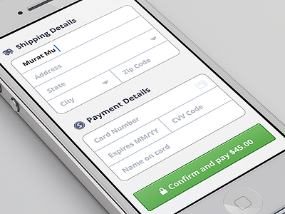 Clean iPhone Payment screen app clean commerce credit card form iphone pay payment shipping