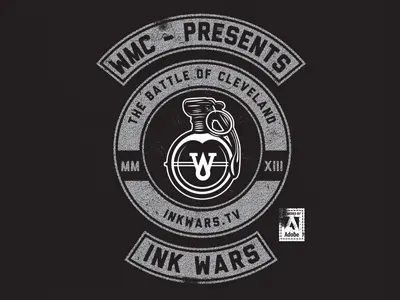 INKWARS - The Battle of Cleveland 2013 adobe black and white grenade grunge illustration inkwars military patches weapons of mass creation wmc