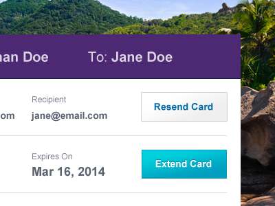 Extend Card account flat form gift card management metro ui