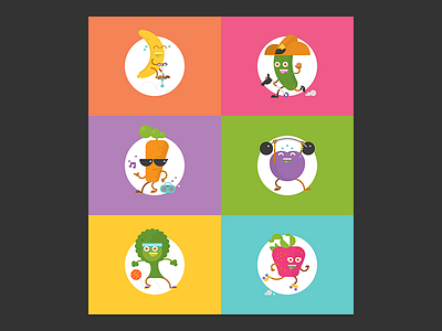 Food Characters 2x characters colorful food fruits health upperquad veggies