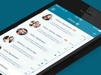 Mail App app blue client email flat inbox ios iphone menu star timeline ui