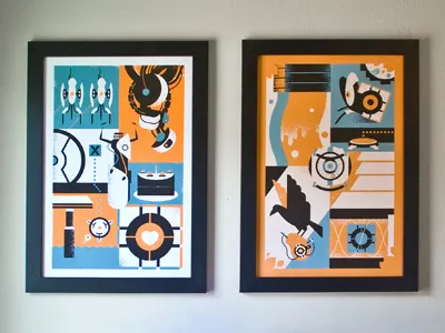 Portal Prints design illustration portal posters screen printing videogames
