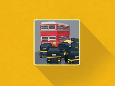 MUMBAicons bombay doubledecker flat icons icons india long shadow mumbai rickshaw
