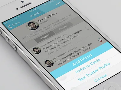 Profile Actions action sheet ios7 prayrbox proxima nova