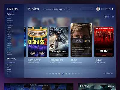 Movie Ui ios7 ipad movie music ui